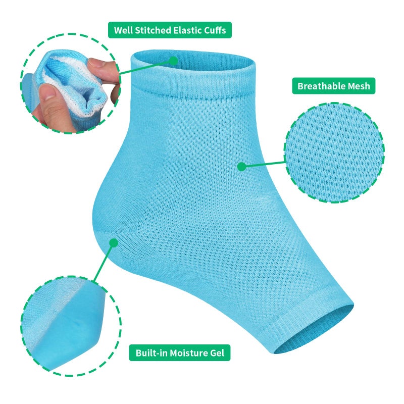 Ohtomber Cracked Heel Treatment Repair Socks - Ohtomber 5 Pairs Silicone Gel Foot Care Softener Toeless Pedicure Moisturizing Dry Feet Socks for Dry Cracked Heels - Image 2